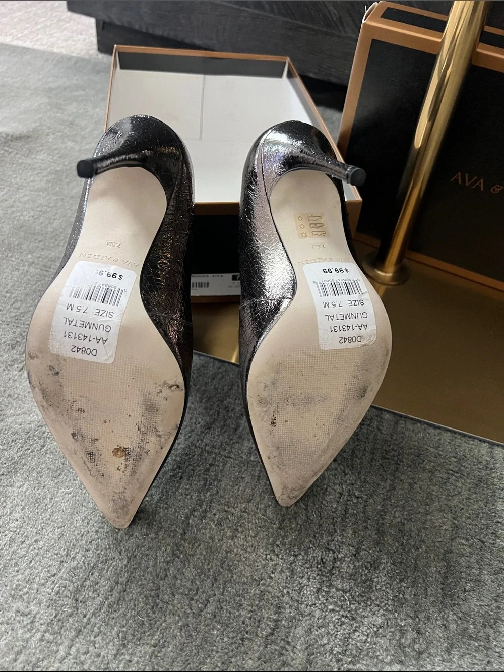 Ava & Aiden Iridescent Bronze Pointed-Toe Stiletto Pumps